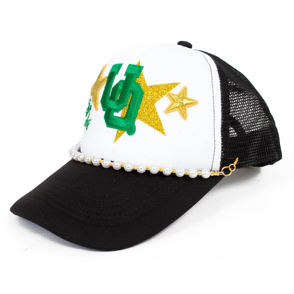 Interlocking UO, Zoozatz, Black, Trucker, Polyester, Accessories, Women, Structured, Sparkle, Foil Star, Adjustable, Hat, 944916